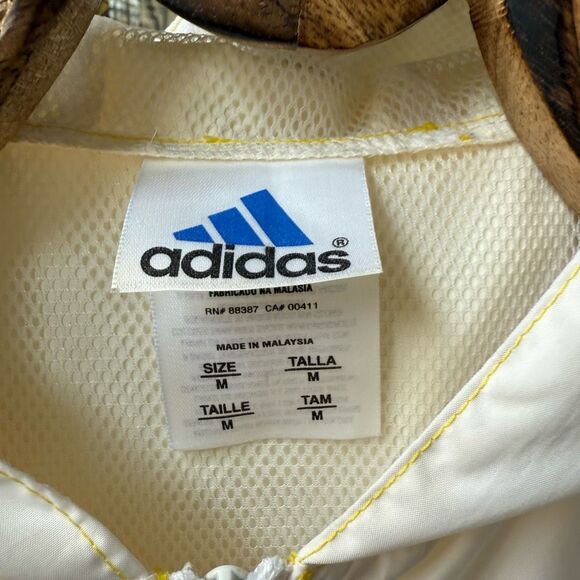 Vintage Adidas 90s Sleeveless Windbreaker Hooded Vest Yellow White M - Picture 8 of 11